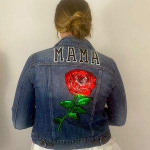 Mama embellished denim jacket Size M